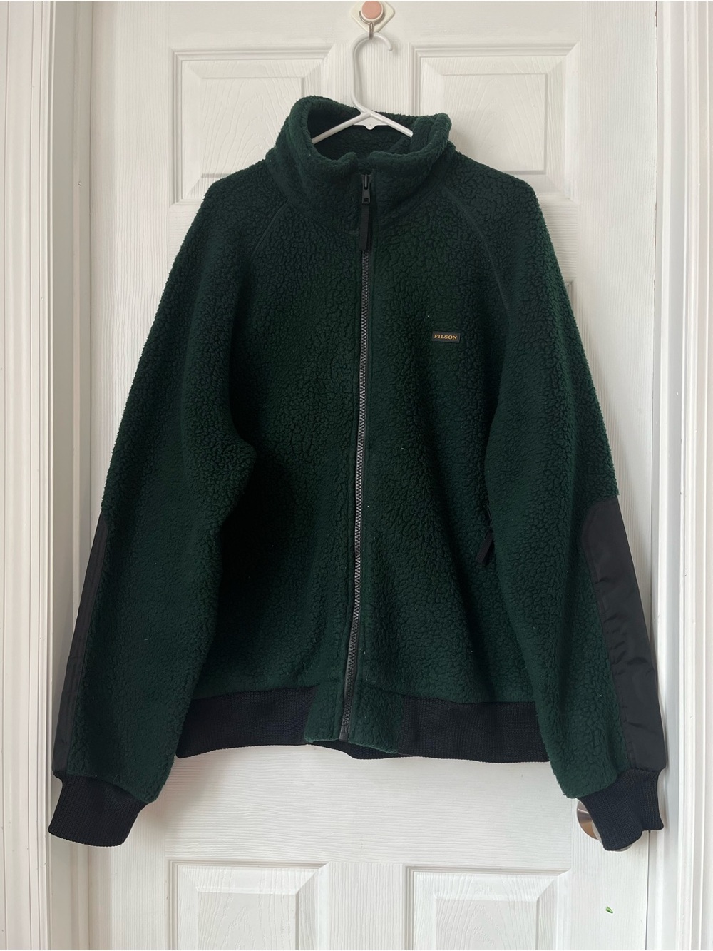 Filson Dark Green Sherpa Fleece Zip Jacket size XXL